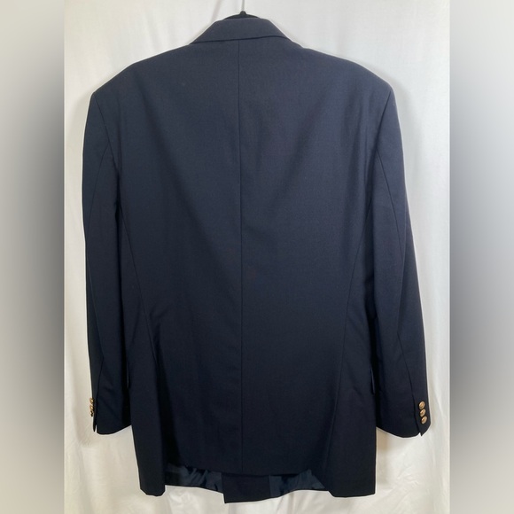 Wool Cordovan & Grey Navy Double-Breasted Blazer with Gold Buttons Sz 42L - Picture 5 of 16